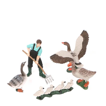 Колекция от модели фермата на животните, сладки модели домашни птици, модел на пластмасови Патици, гъски за деца, колекция от бижута, играчки-кукли