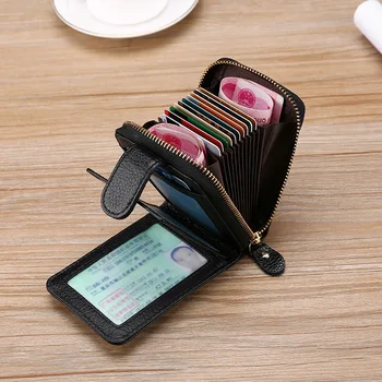 Корейската чанта за органи карти с катарама, кожен калъф шофьорска книжка от телешка кожа, мъжки RFID карта, държач за карти от телешка кожа