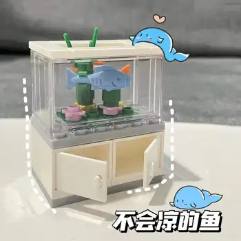 Креативен САМ малък аквариум с рибки строителни блокове мъжки подарък за рожден ден Tanabata изпрати приятелки няколко специални ниши