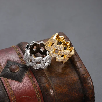 Латунное пръстен с фианитами, на кубинското пръстен с цирконием, бижута подарък за мъже И Жени R012