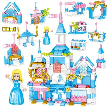 Леден Замък 10 в 1, събраните строителни блокове, Принцеса за Момичета, детски образователни играчки, подарък