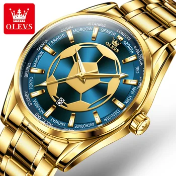 Марка OLEVS, спортни мъжки кварцов часовник с каишка от неръждаема стомана, водоустойчив, с светящимся календар, ежедневни часовници за мъже