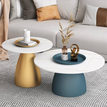 Масичка за кафе с купа, Малка кръгла маса, модерен Малък апартамент, хол, една мраморна маса, изчистен творчески кръгла масичка приставной