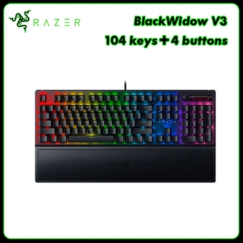 Механична клавиатура Razer BlackWidow V3 Quartz Edition 104 Клавиша Жичен детска клавиатура с ефект на Razer Chroma RGB Зелен ключ