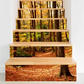 Модни домашни Самозалепващи 3D стикери за стълби, украса на есенния гори, водоустойчиви PVC Стикери за стълби, за Украса на степени у дома