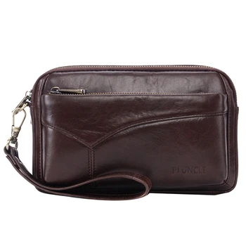 Мъжки портфейл-клатч от кожата PI UNCLE голям капацитет, модерна дамска чанта с цип, чанта-плик, портфейл за карти, на помещение