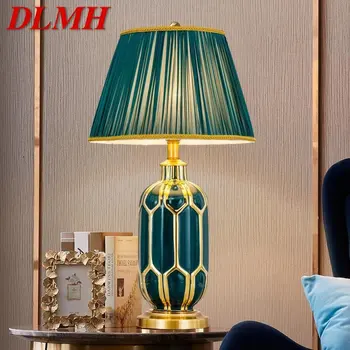 Настолна лампа от съвременната керамика DLMH, просто креативна зелената нощна лампа в скандинавски стил за дома хол спалня