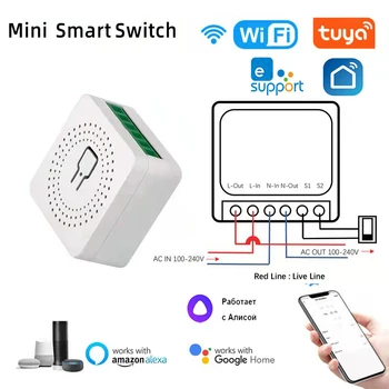 Нов Wifi/ZigBee Mini Smart Switch 16A САМ Ключове за осветление 2-Лентов Безжичен Интелигентен Дом с Hristo Smart Life Алекса Alice Google