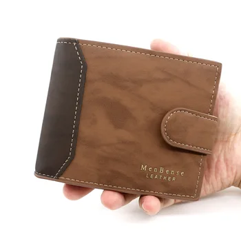 Нови къси мъжки портфейли, тънък държач за карти, кратък мъжки портфейл от изкуствена кожа, малък държач за снимки, трехстворчатая чанта, матиран мъжки портфейл