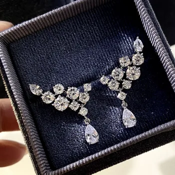 Нови луксозни дамски обици-висулки, луксозни бижута с крила на ангел от цирконий, сребърен подарък в корейски стил на паметта за мода