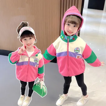 Палта за момичета, яке, памучен връхни дрехи, ветрозащитная, 2023, красива пролет-есен спортни дрехи за улицата, големи размери на детски дрехи