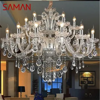 Полилей SAMAN в стила на постмодерното, луксозна свещ, окачена лампа, кристални led осветителни тела за дома кът, зала за срещи