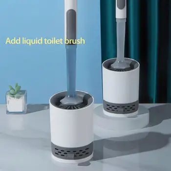 Потребителска четка с дупка за окачване, четка за пълнене на течен силикон, четка за почистване на тоалетната чиния с притежателя на Аксесоари за баня