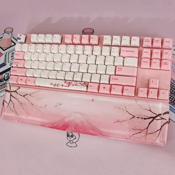 Предварителна Продажба На Индивидуална Светещ Поставка За Китката От Смола За 60 65 80 85 100 Механична Геймърска Клавиатура Pink Fujiyama Keyboard Tray