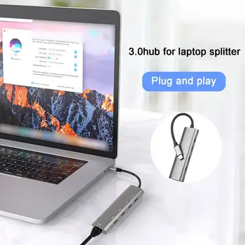 Преносим Компактен Сплитер USB Type-C Хъб с широка съвместимост, Щепсела и да Играе Многопортовый адаптер USB хъб