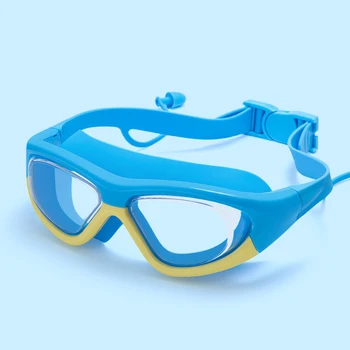 Преносими Плувни Очила С Затычками За Уши За Деца 4-15 Години, Плувни Очила С Защита От Замъгляване, UV-Hd Очила За Гмуркане В Басейна