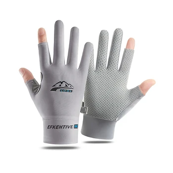 Слънчеви ръкавици за риболов, нескользящие, дишащи Ръкавици с неутрална защита от ултравиолетови лъчи, Спортни велосипедни ръкавици за риболов, копринени ръкавици за лед