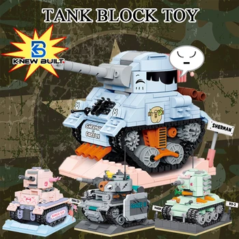 СПЕЦИАЛНО ПОСТРОЕН военен мини-розово танк, строителни блокове, детски образователни играчки, модел, строителни тухли, подаръчен комплект за непосед