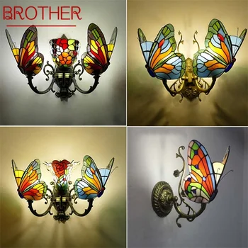 Стенни лампи BROTHER Тифани, аплици, модерни led лампа-пеперуда, вътрешни тела За Украса на дома