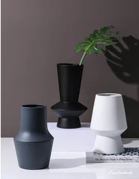 Съвременен декор с модерни мебели в скандинавски стил, керамичните ваза и минималистичная Черно-бяла ваза, Сватбена украса на стаята, Гидропонная ваза, Маса