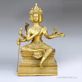 Тайландски четырехсторонние украса на Буда, изработени от чиста мед, бронзова статуя на Великия Цар на Брахма, начало декор, за да се поклонят в залата на Буда, веранда за бродерия