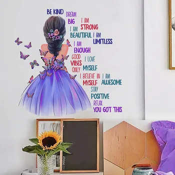 Творчески красиви стикери за стена в английски стил с пеперуди за малко момиче, самозалепващи PVC, начало декор за хол, спалня