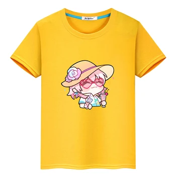 Тениска Honkai Star Rail 7 март, детска тениска с изображение на анимационни герой, детска тениска Kawaii За момчета и Момичета, Лятна тениска от 100% памук
