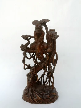 тромави колекция от Порцелан, Стари чемшир, Дърво ръчна изработка, статуята на сина Бодхидхармы, декорация с Височина 5,6 инча