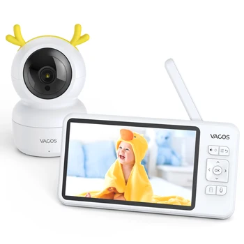 Умен детски монитор WiFi 720p с двупосочна аудио, безжична камера за наблюдение, отдалечен преглед, определяне на температурата, откриване на движение