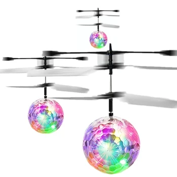 Цветна мини-Дрон, Искрящи LED Радиоуправляеми безпилотен самолет, Летящ балон, Хеликоптер, Лесен Кристална топка, Индукционный Дрон, Квадрокоптер, Самолет, Детски Играчки