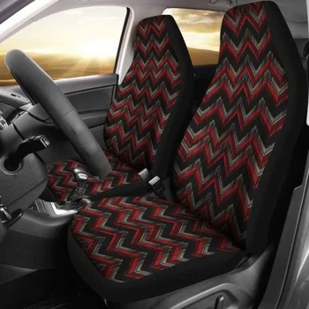 Червени, сиви и черни покривала за автомобилни седалки с етнически шероховатым модел с шевроном, опаковки от 2 универсални защитни покривала за предните седалки