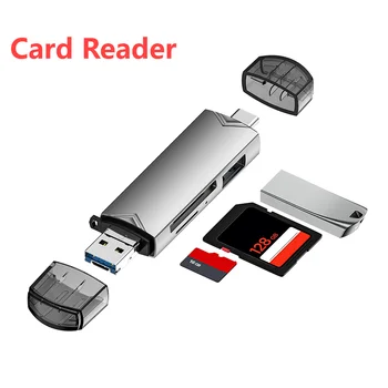 Четец на карти памет 6-в-1, щепсела и да играе USB/Type-C/Micro OTG Адаптер за пренос на данни 5 Gbit/s, четец на карти SD/TF карта за телефон Huawei