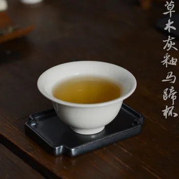 ★ Ръчна работа, Сиво Керамична чаша от билки и дърво, това е една чаша за чай kombucha, Малка Чаша, Малка Чаена чаша, Ретро-Single Master-чаша