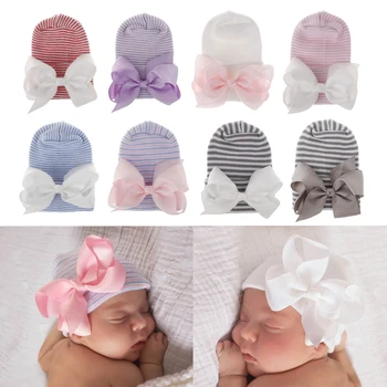 Crochet-шапки-пуловери за бебета, сладки болнични шапчица, с голям нос, однотонная топло шапчица-бини, аксесоари за главата деца
