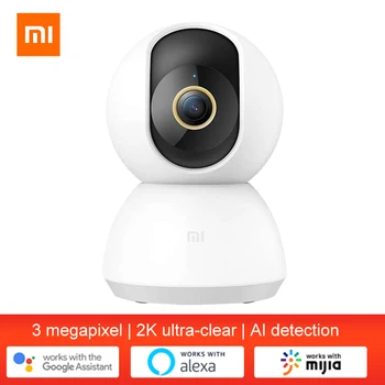 Xiaomi Mi 360 ° Домашна камера за сигурност 2K 1296P 360-ъглово видео AI Smart IP камера Работи с Алекса Ok Google Mijia нощно виждане