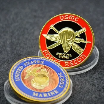 Корпуса на морската пехота на САЩ златна възпоменателна монета Force Recon USMC Военна сувенирни медал икона