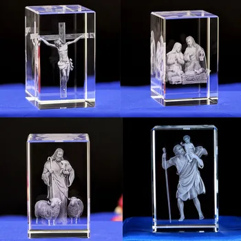 Мини-crystal K9, 3D Лазерни скулптура, куб, кристиан Исус, на Кръста, на Дева Мария, религиозни убеждения, офис Бюро, кола, начало декор, занаяти