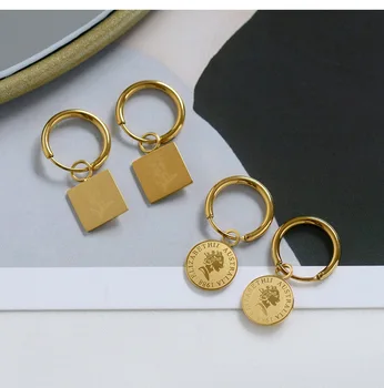 Обеци-халки от неръждаема стомана златен цвят за жени, малки прости кръгли обеци Huggies, аксесоари в стил steampunk Бижута