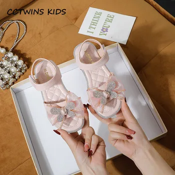 Сандали за момичета; Колекция 2023 г.; летни сандали за децата; модна марка празнична обувки в стил принцеса с лък и кристали; детски чехли с мека подметка