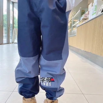 Цветни блокер Свободни ежедневни дълги панталони-карго памучни панталони за Момчета LAB СИСИ