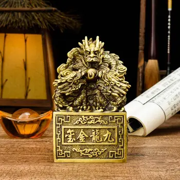 Цзюлун Цзиньси Сянлун от чиста мед декорация на дома, за декорация на хола, главата на дракона, мед печат на дракона, китайски стил