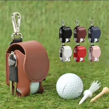 Чанти за съхранение на топки за голф 1БР, мини джоб от изкуствена кожа, окачена на кръста, чанта за съхранение на топки за голф с Метална катарама, Чанти-държачи за колана за голф